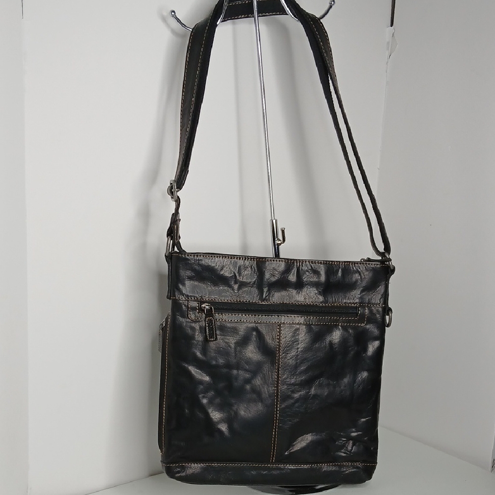 Jack George -Vintzge Voyager Black Messenger Bag In Buffalo Leather